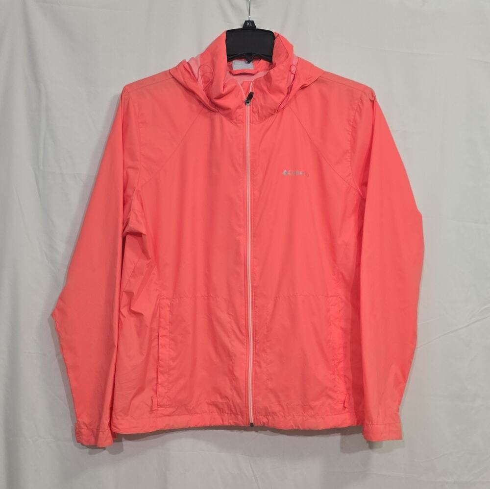 Columbia Women’s XXL Peach Hooded Full Zip Pockets Windbreaker Jacket